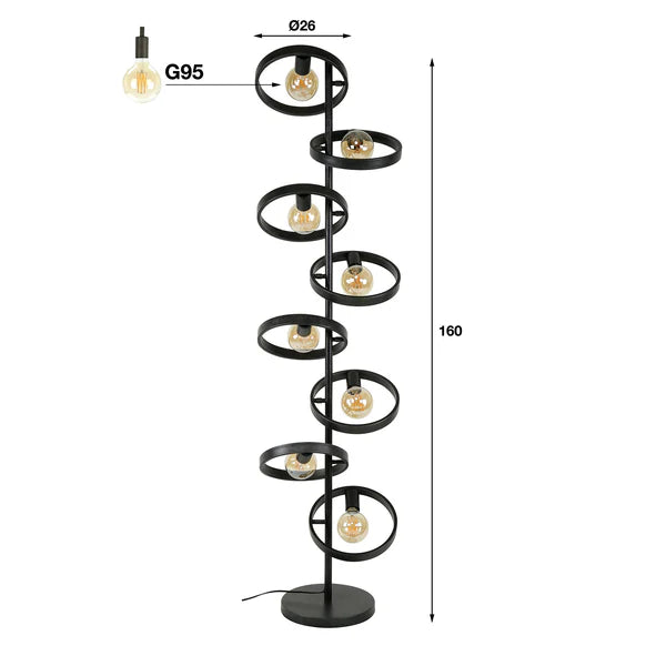 Moderne Hover 8L Stehlampe von lefurn.de mit eleganter Design und warmem Licht, ideal für Wohnzimmer und Lounge.