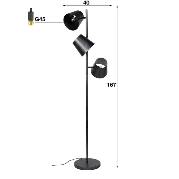 Moderne Stehlampe Kinetic von lefurn.de mit flexiblem Arm und stilvollem Design, ideal für Wohnzimmer und Leseecken.