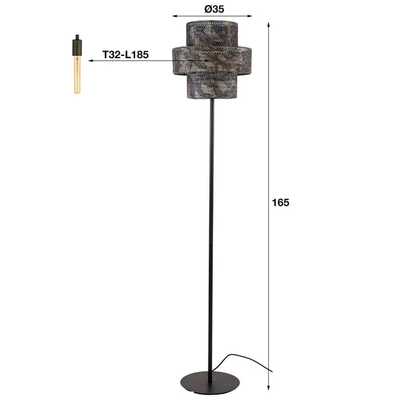 Stehlampe Lantern von lefurn.de mit eleganter Laternenoptik und warmem Licht, ideal für stilvolle Wohnräume