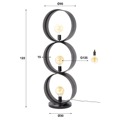 Stehlampe Lochblech 3L von lefurn.de, moderne Stehlampe mit Lochmuster aus Metall, stilvolle Beleuchtung für Wohnzimmer