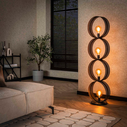 Moderne Stehlampe Lochblech 4L von lefurn.de mit Lochmuster, silberfarbenes Metall, ideal für Wohnzimmer und Schlafzimmer.