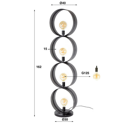 Moderne Stehlampe Lochblech 4L von lefurn.de mit dekorativem Lochmuster und stabilem Standfuß, ideal für Wohnzimmer.
