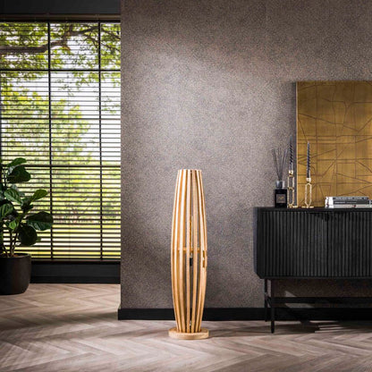 Moderne Stehlampe Orbit von lefurn.de mit schwarzem Metallständer und runden Lampenschirm, ideal für Wohnzimmer und Schlafzimmer