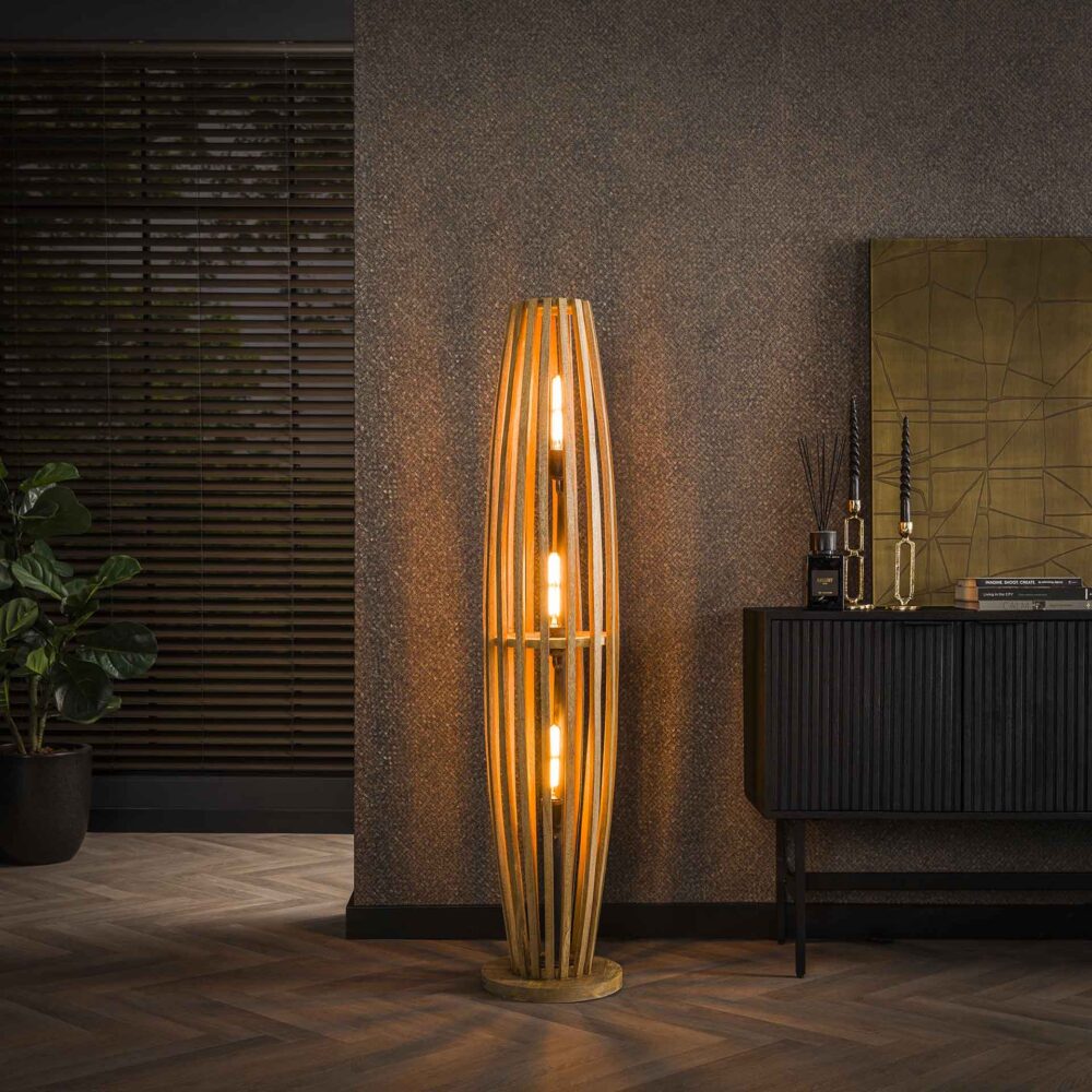 Moderne Orbit L Stehlampe von lefurn.de mit elegantem Design und runder Lampenschirm, ideal für Wohnzimmer oder Büro.