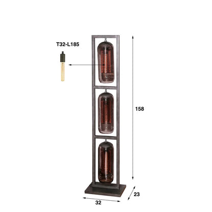 Stehlampe Smoke Glass 3L von lefurn.de mit rauchgrauem Glas, elegantes Design und moderner Beleuchtung für Wohnzimmer