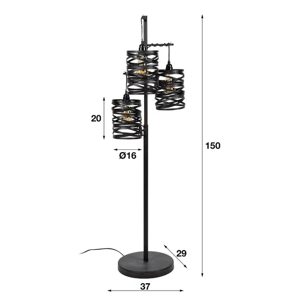 Moderne Stehlampe Spindel von lefurn.de mit schlankem Design und warmem Licht für gemütliche Raumbeleuchtung