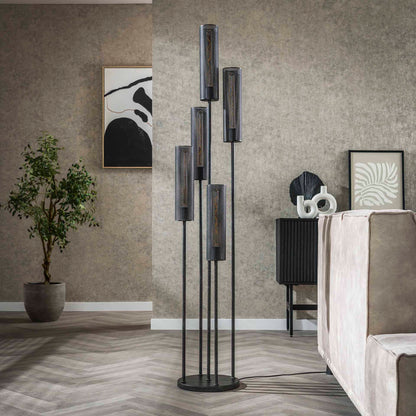 Moderne Stehlampe Tube von lefurn.de, mit schlankem Design und hellem Lampenschirm, ideal für Wohnzimmer oder Schlafzimmer.