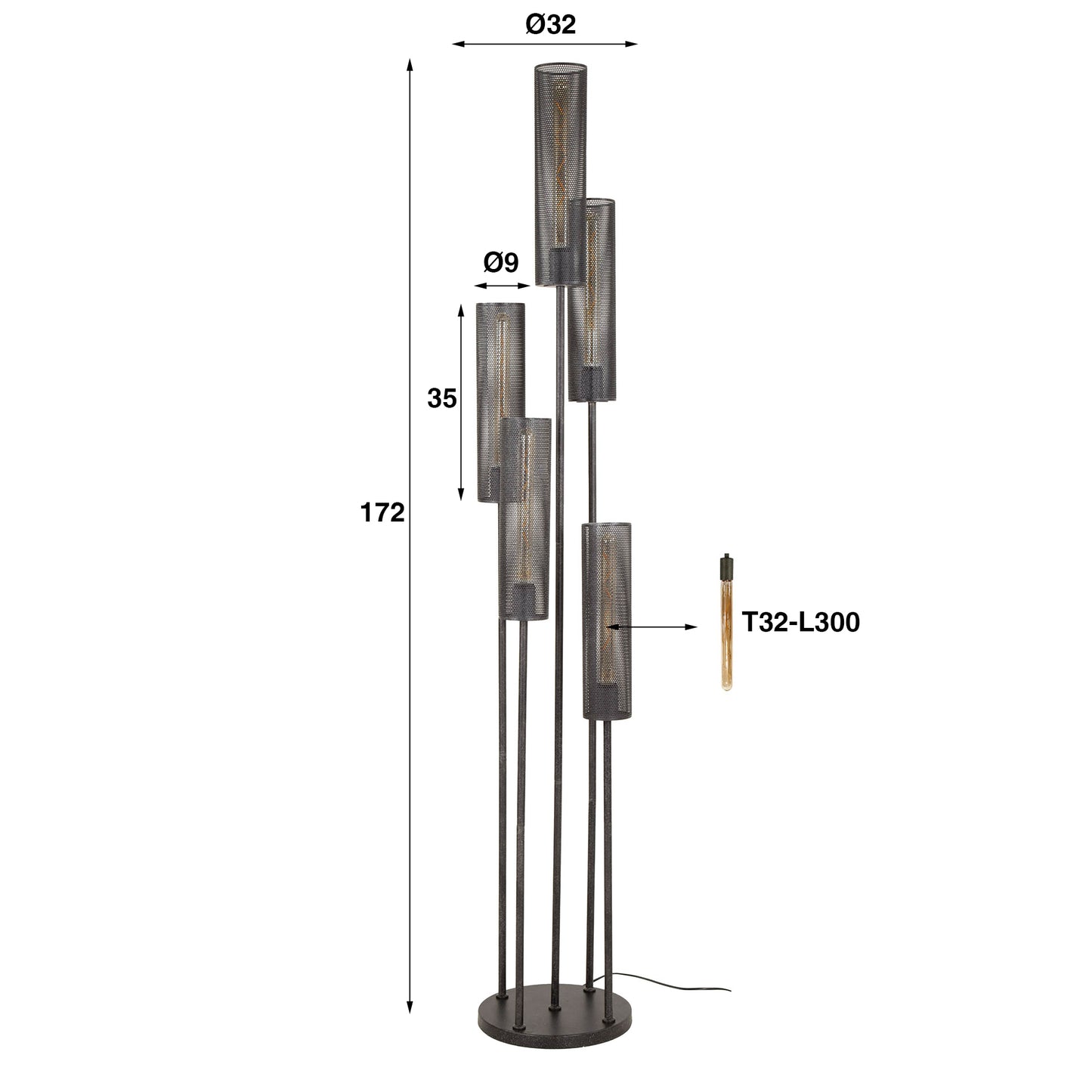 Moderne Stehlampe Tube von lefurn.de mit elegantem Design, ideal für Wohnzimmer und Leseecken.