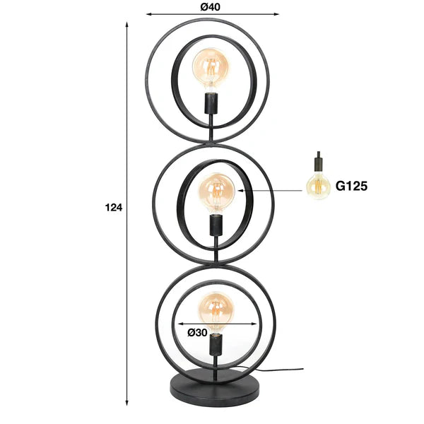 Moderne Stehlampe Turn 3L von lefurn.de mit elegantem Design und stabilem Standfuß, ideal für Wohnzimmer oder Schlafzimmer.