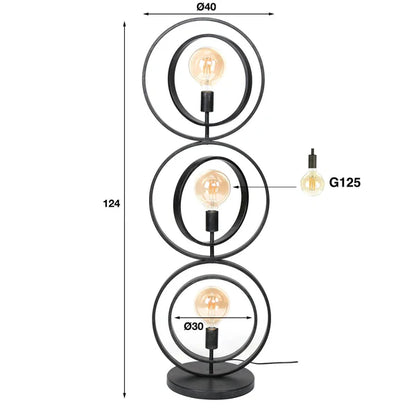 Moderne Stehlampe Turn 3L von lefurn.de mit elegantem Design und stabilem Standfuß, ideal für Wohnzimmer oder Schlafzimmer.