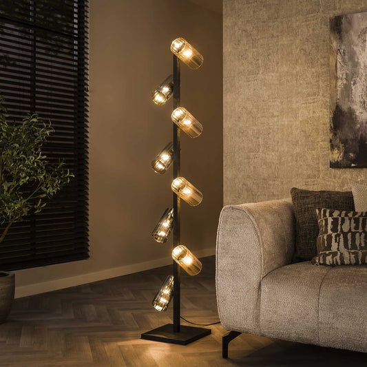 Stehlampe Zylinder Mix Glass von lefurn.de, moderne Stehlampe mit gläsernem Zylinderdesign und stilvollem Licht.