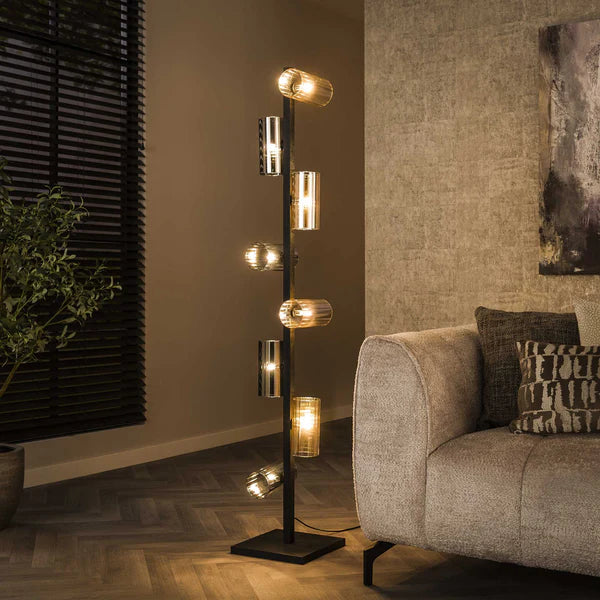 Zylinderförmige Stehlampe von lefurn.de mit Glasdesign, elegantes Licht für Wohnzimmer oder Schlafzimmer