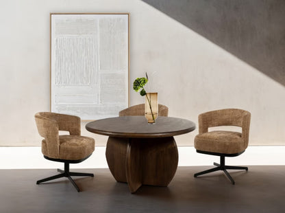 Cinnamonfarbener Bruce Stuhl aus Holz mit gepolstertem Sitz, stilvoller Esszimmerstuhl von lefurn.de