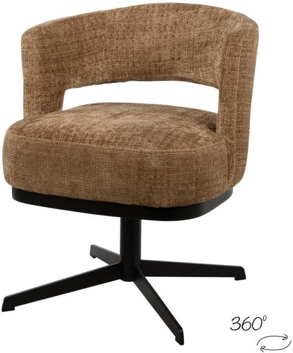 Cinnamonfarbener Lefurn.de Stuhl Bruce mit Holzbeinen und bequemer Sitzfläche, ideal für Esszimmer oder Büro.