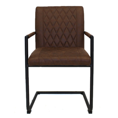 Cognacfarbener Stuhl Damian von lefurn.de aus Holz und Stoff mit gepolstertem Sitz und Rückenlehne, modernes Design