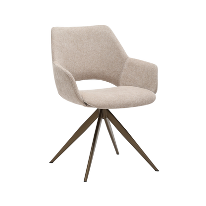 Stuhl Daisy von lefurn.de mit gepolstertem Sitz und Rückenlehne, modernes Design in hellem Farbton.