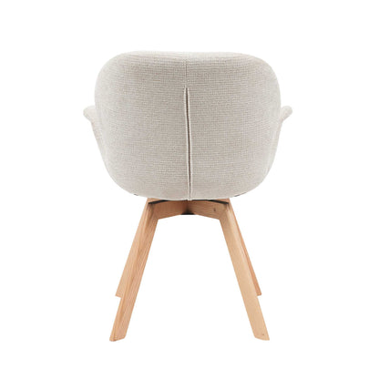 Ein moderner Jesse Stuhl von lefurn.de mit Holzbeinen und grauem Stoffbezug, ideal für Esszimmer oder Arbeitszimmer.