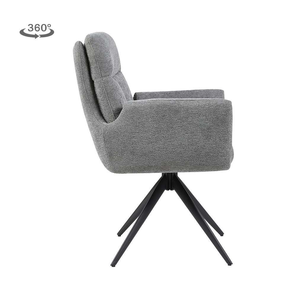 Grauer Stuhl Varo von lefurn.de mit weichem Sitz und modernen Design, ideal für Esszimmer oder Büro.