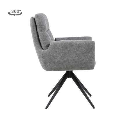 Grauer Stuhl Varo von lefurn.de mit weichem Sitz und modernen Design, ideal für Esszimmer oder Büro.