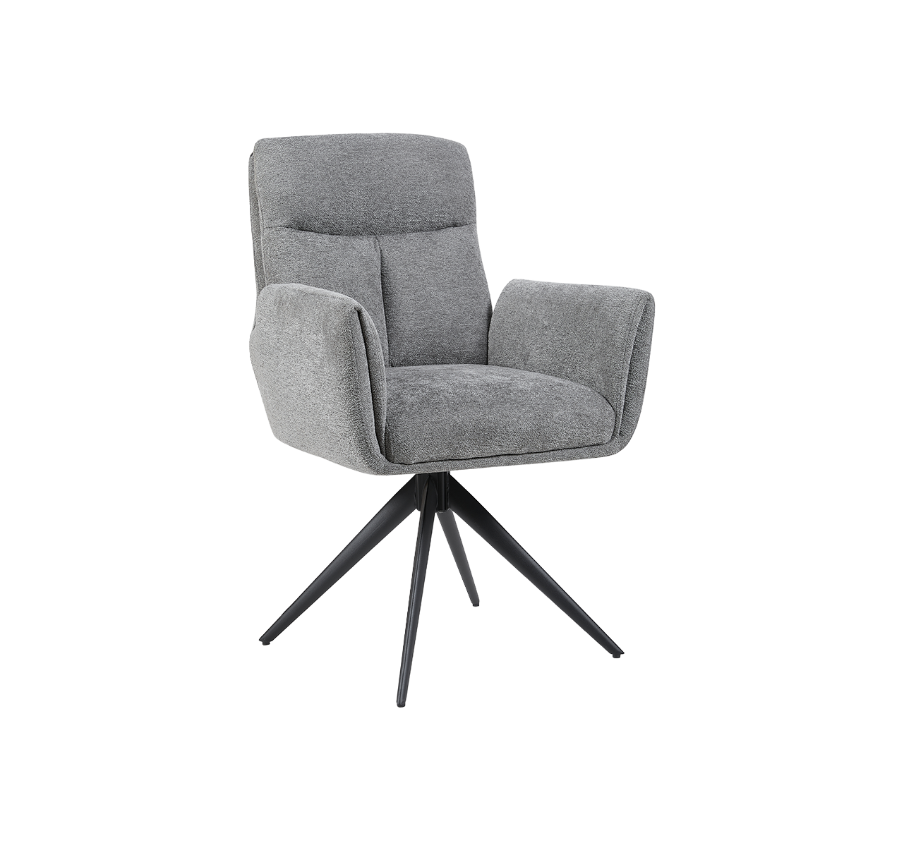Grauer Stuhl Varo von lefurn.de mit modernem Design und bequemer Sitzfläche, Blick auf den stilvollen Esszimmerstuhl