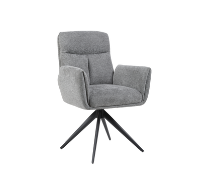 Grauer Stuhl Varo von lefurn.de mit modernem Design und bequemer Sitzfläche, Blick auf den stilvollen Esszimmerstuhl
