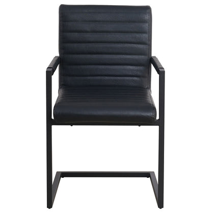 Schwarzer Stuhl Kubis von lefurn.de mit modernem Design und bequemer Sitzfläche, Blick auf die stilvolle Sitzgelegenheit.
