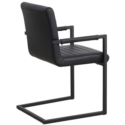 Schwarzer Kubis Stuhl von lefurn.de mit modernem Design und bequemer Sitzfläche, Blick auf den schwarzen Esszimmerstuhl