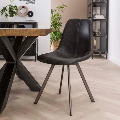 Schwarzer Zig Zag Stuhl von lefurn.de mit modernem Design und schwarzer Polsterung, ideal für Esszimmer oder Büro.