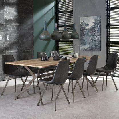 Schwarzer Zig Zag Stuhl von lefurn.de mit modernem Design und gepolstertem Sitz, ideal für Esszimmer oder Büro.