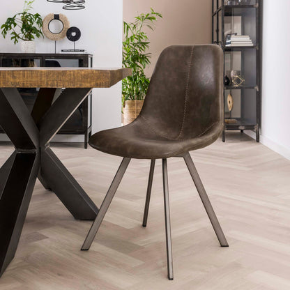 Schwarzer Zig Zag Stuhl von lefurn.de mit modernem Design und bequemer Sitzfläche, ideal für Esszimmer oder Büro.