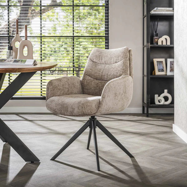 Loungestuhl in Taupe von lefurn.de, bequemer Sitzmöbel mit modernem Design, ideal für Wohnzimmer und Lounge-Bereiche