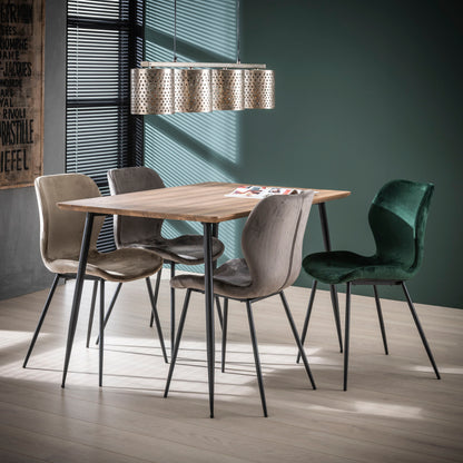 Grauer Stuhl mit Rundrohr-Gestell von lefurn.de, bequeme Sitzfläche aus Samtstoff, modernes Design für Esszimmer oder Büro.