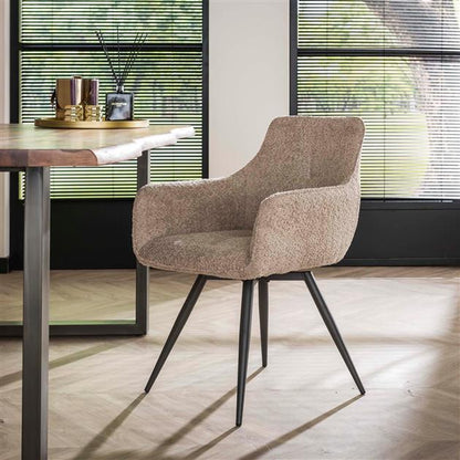 Weißer Ares Bouclé Stuhl von lefurn.de mit bequemer Sitzfläche und stilvollem Design, ideal für Esszimmer und Arbeitszimmer.