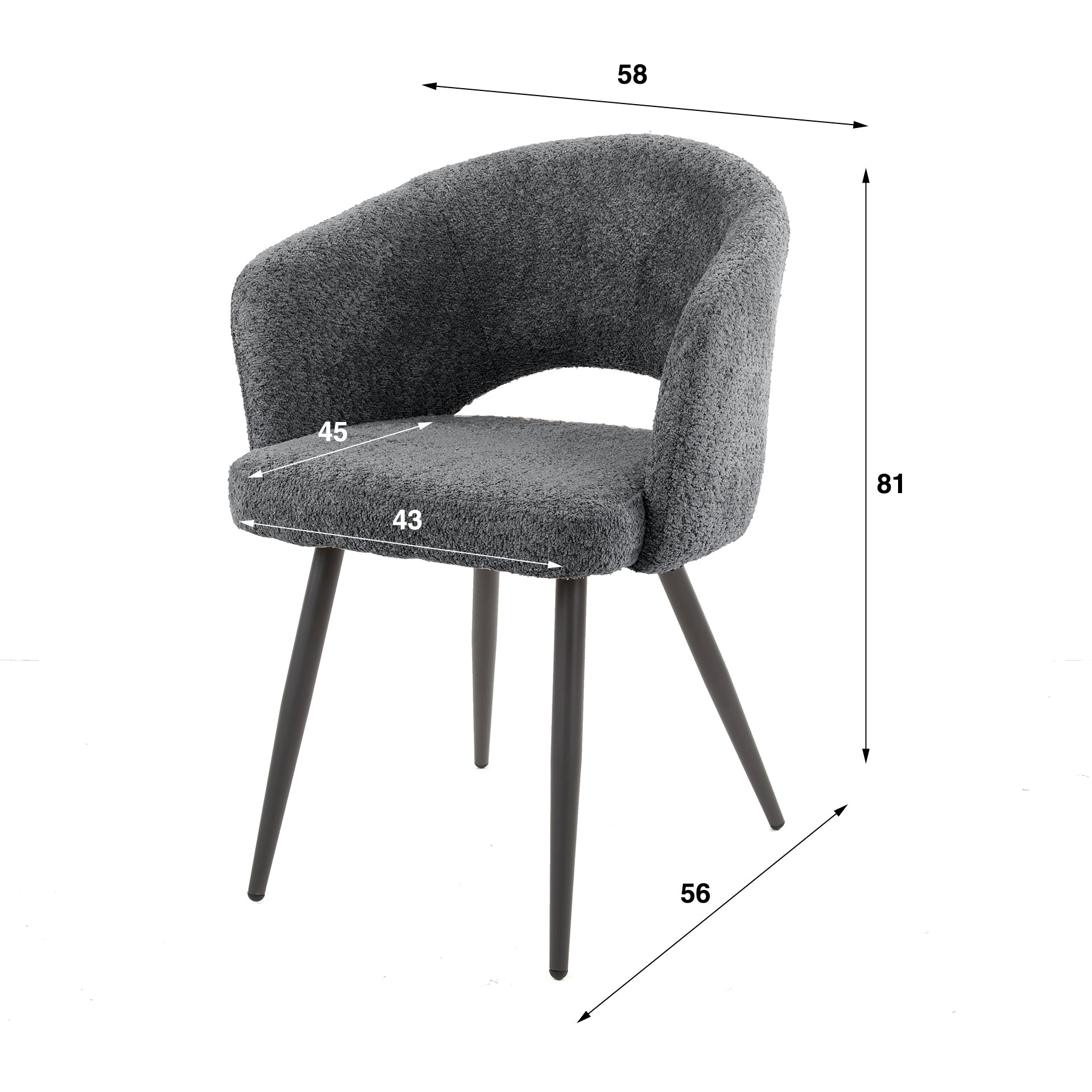 Weißer Bouclé-Salonstuhl von lefurn.de, moderner Stuhl mit gepolstertem Sitz und Rückenlehne, stilvoller Ledersessel für wohnlicher Atmosphäre