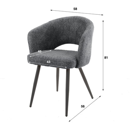 Weißer Bouclé-Salonstuhl von lefurn.de, moderner Stuhl mit gepolstertem Sitz und Rückenlehne, stilvoller Ledersessel für wohnlicher Atmosphäre