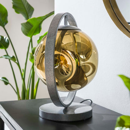 Moderne Tischlampe Stellar 1L von lefurn.de mit elegantem Design und neutralem Lampenschirm, ideal für Wohnzimmer und Schlafzimmer