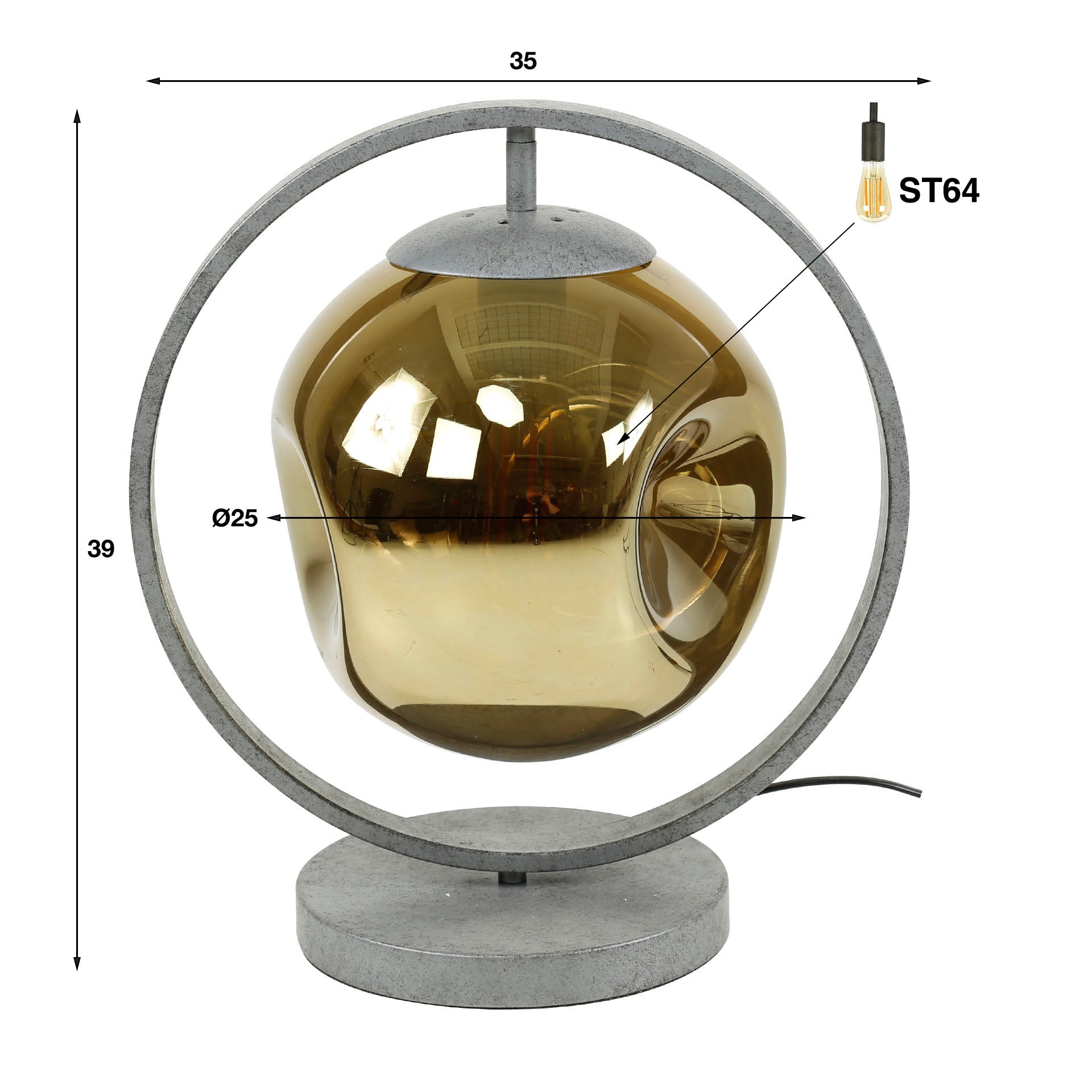 Moderne Tischlampe Stellar 1L von lefurn.de mit eleganter Design und warmem Licht, ideal für Wohnzimmer oder Schlafzimmer.