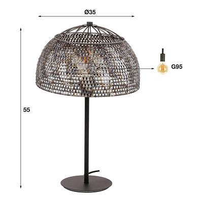 Tischlampe Armor Open von lefurn.de mit modernem Design und offenem Lampenschirm auf einem Tisch platziert.