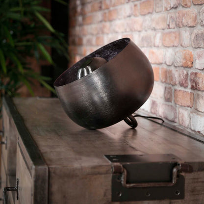 Tischlampe Korb aus Nickel von lefurn.de, stilvolle Beleuchtung mit Korbdesign und modernem Nickel-Finish.
