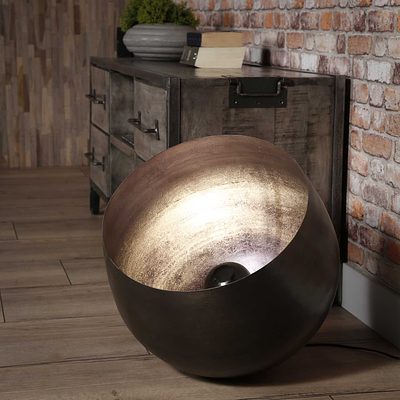 Große Korb-Tischlampe in Nickel von lefurn.de, stilvolle Beleuchtung für Wohnzimmer oder Schreibtisch
