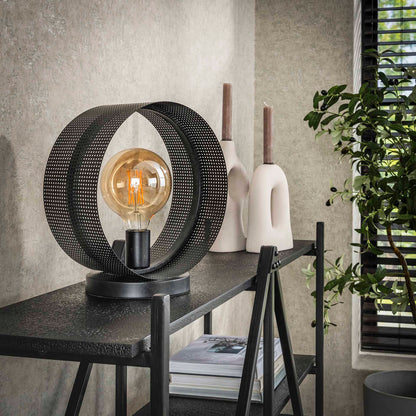 Tischlampe Lochblech von lefurn.de mit perforiertem Metalldesign, warmes Licht, stilvolle Beleuchtung für Schreibtisch oder Raum