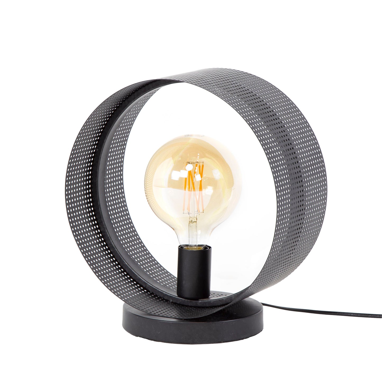 Moderne Tischlampe aus Lochblech von lefurn.de mit stilvollem Design und warmem Licht für Wohnzimmer oder Schlafzimmer