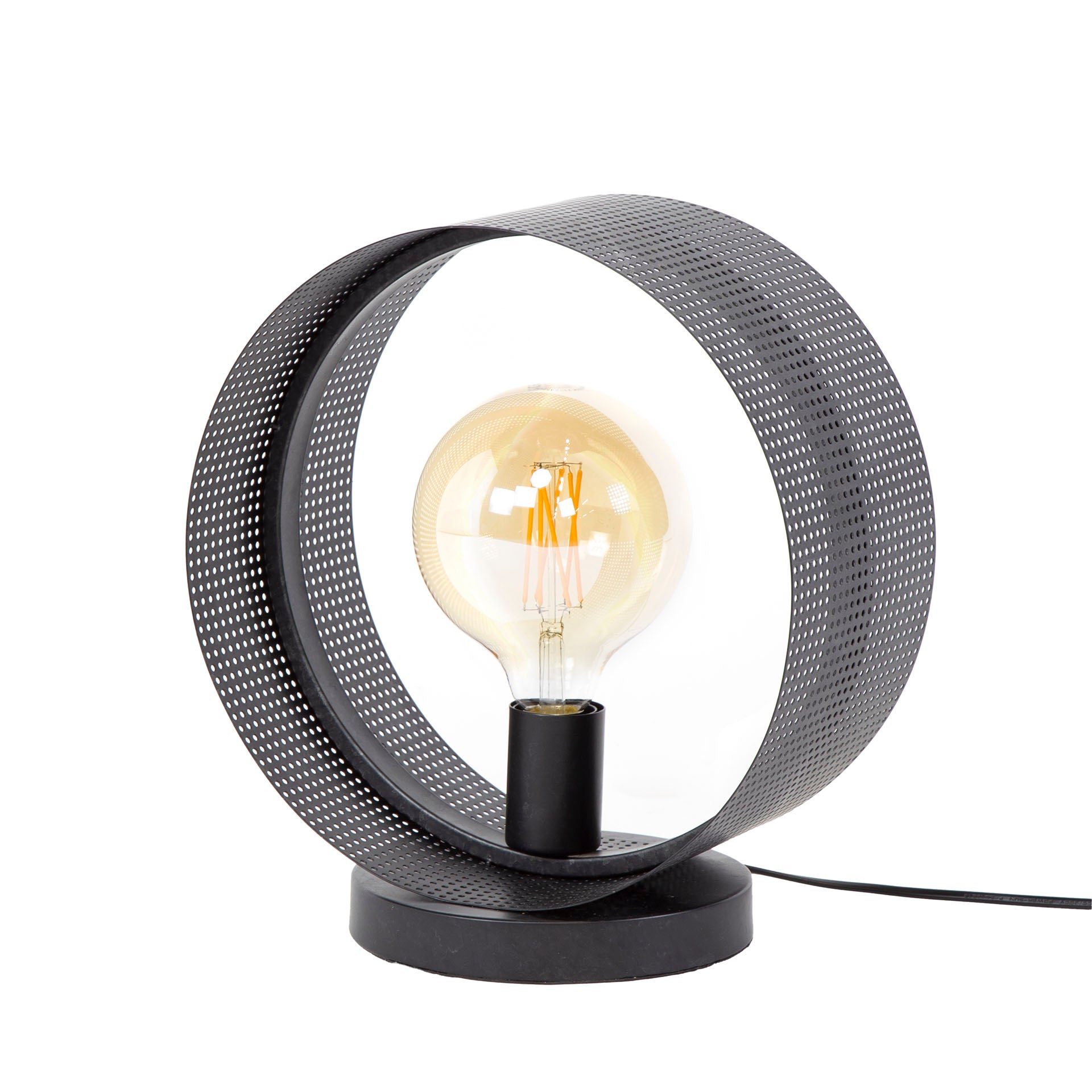 Moderne Tischlampe aus Lochblech von lefurn.de mit stilvollem Design und warmem Licht für Wohnzimmer oder Schlafzimmer