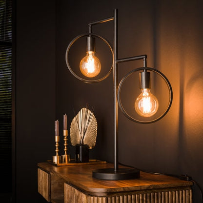 Moderne Lefurn.de Tischlampe mit Ring-Design, helle Beleuchtung, aus Keramik und Metall, ideal für Wohnzimmer oder Schlafzimmer.