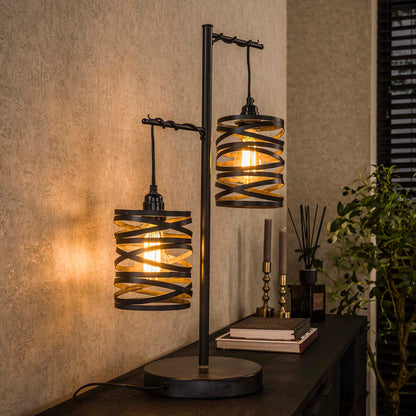 Moderne Tischlampe Spindel von lefurn.de mit elegantem Design und neutraler Farbgebung, ideal für Schreibtisch oder Nachttisch.