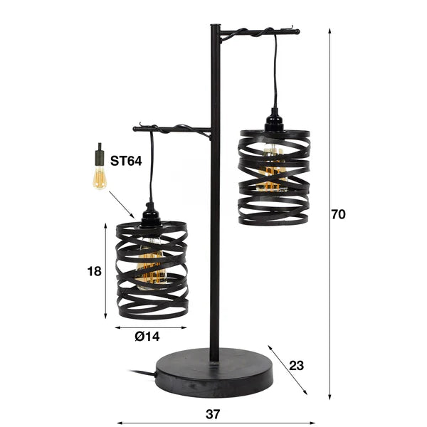 Tischlampe Spindel von lefurn.de mit modernem Design und stabilem Lampenschirm auf einem Tisch platziert