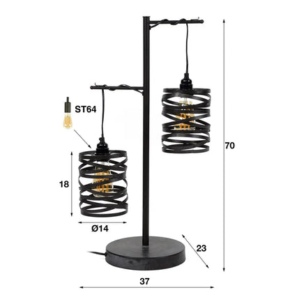 Tischlampe Spindel von lefurn.de mit modernem Design und stabilem Lampenschirm auf einem Tisch platziert