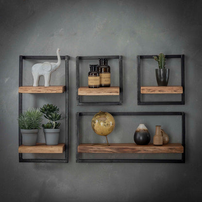 Wandregal Edge 2E von lefurn.de, elegantes schwarzes Wandregal mit zwei Ablageflächen für modernen Wohnstil