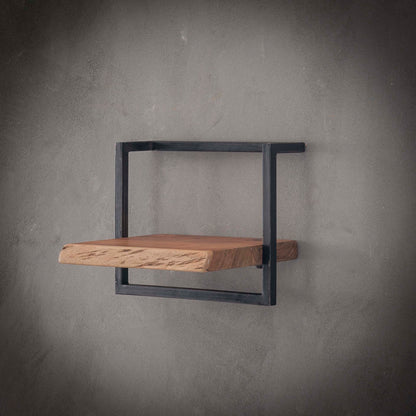 Wandregal Edge 40 von lefurn.de, modernes Wandregal aus Holz mit schwarzem Metallrahmen für stilvolle Raumgestaltung