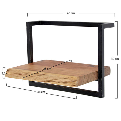 Deutscher Wandregal Edge 40 von lefurn.de, schlichte Holzregal mit zwei Regalfächern für Wandmontage